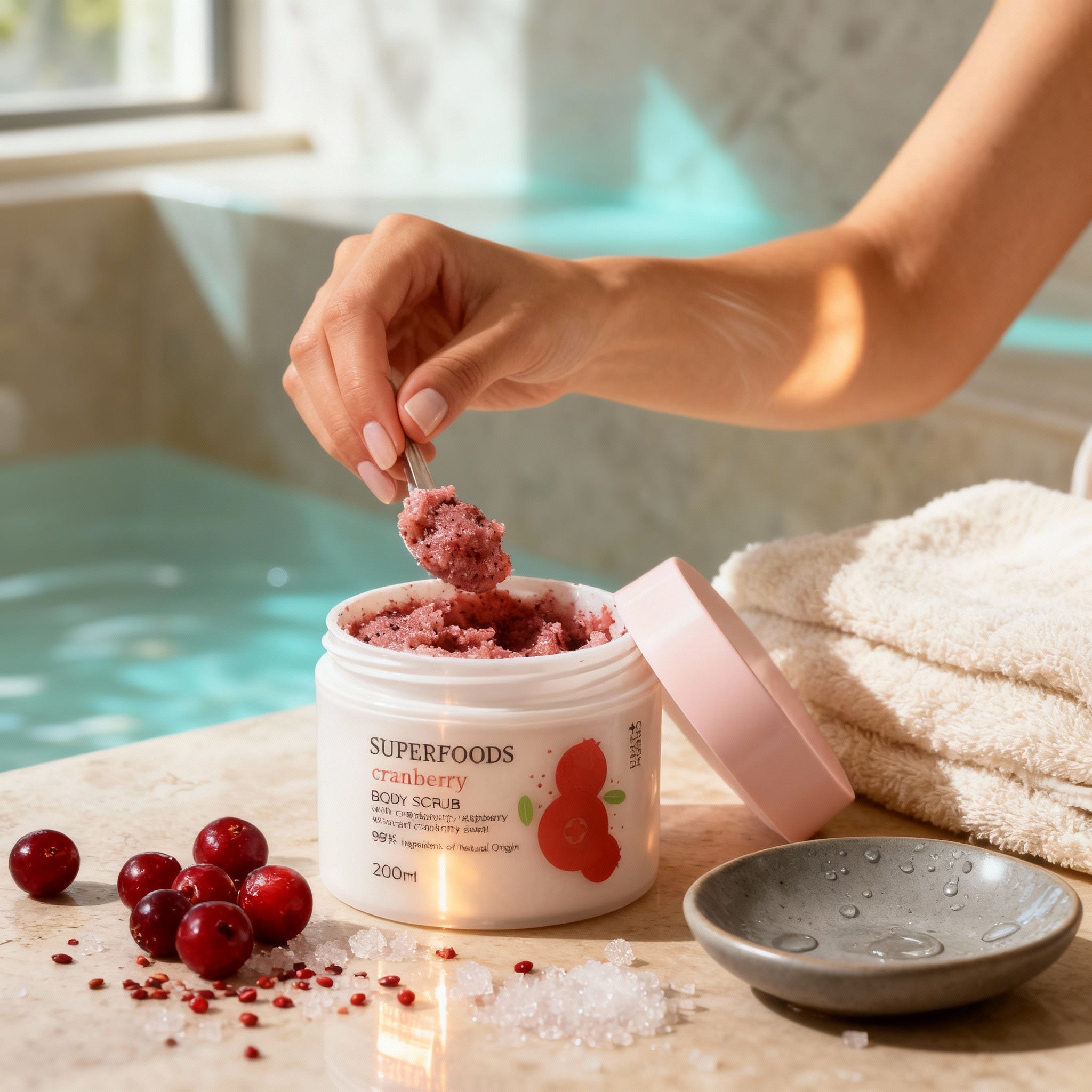 Dust+Cream SUPERFOODS telový peeling Cranberry 300g