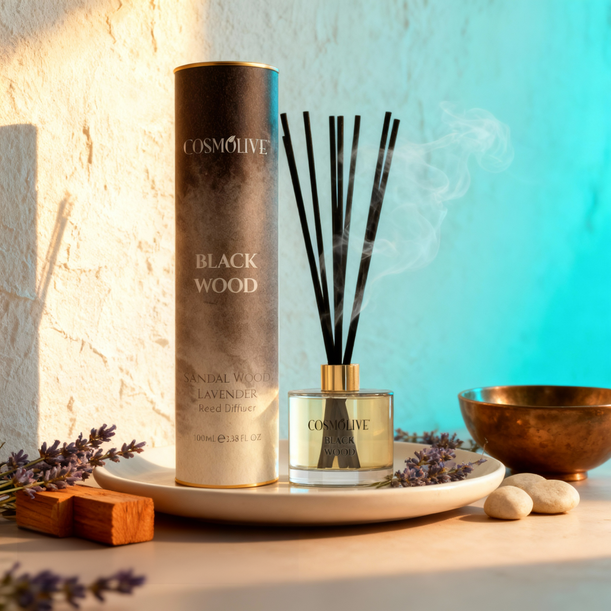 Aromatický difuzér s vôňou santalového dreva a levandule - Cosmolive Black Wood 100ml