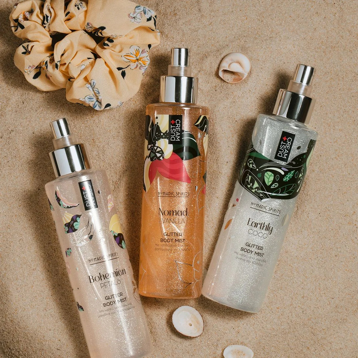 Dust+Cream dámsky trblietavý telový sprej Nomad Vanilla 200ml