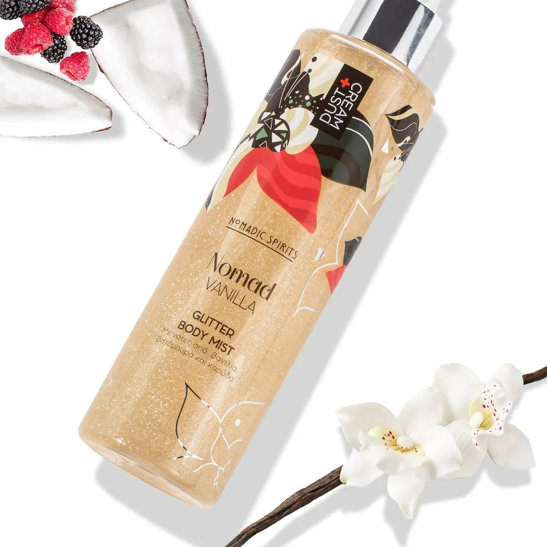 Dust+Cream dámsky trblietavý telový sprej Nomad Vanilla 200ml