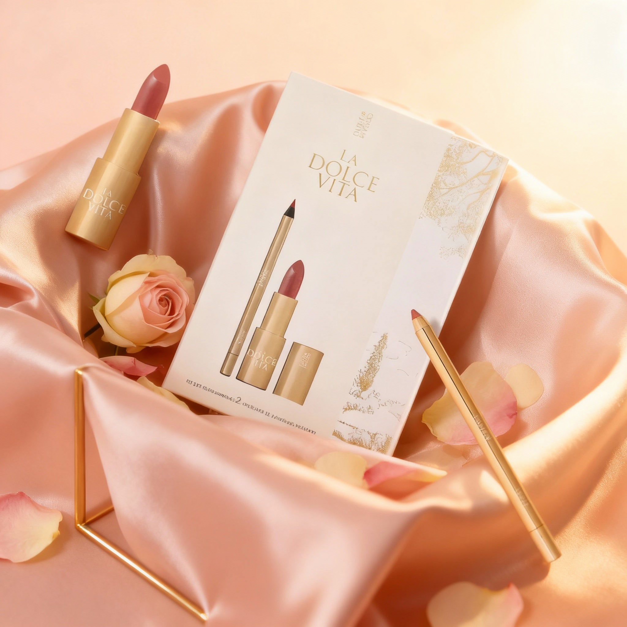 Darčekový set La Dolce Vita- elegantný matný rúž a ceruzka na pery