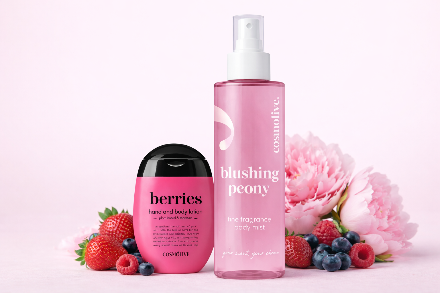 Telový krém Berries & telový sprej Blushing Peony