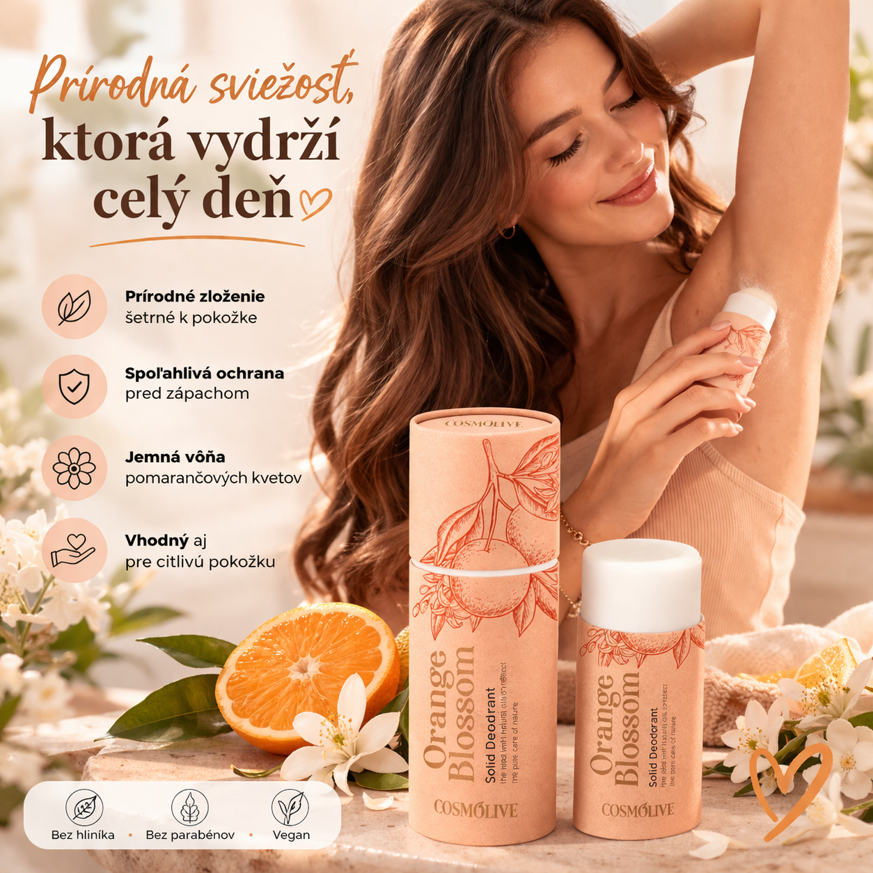 Cosmolive Orange Blossom prírodný tuhý deodorant s pomarančovou vôňou 75 ml