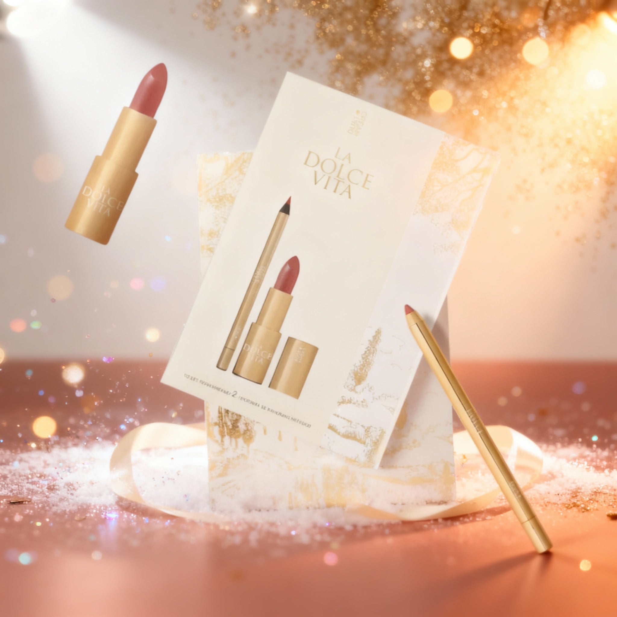 Darčekový set La Dolce Vita- elegantný matný rúž a ceruzka na pery
