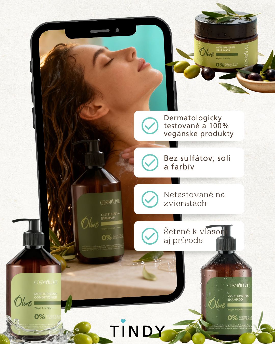 Cosmolive prírodný šampón s olivovým olejom pre výživu a regeneráciu vlasov 500ml