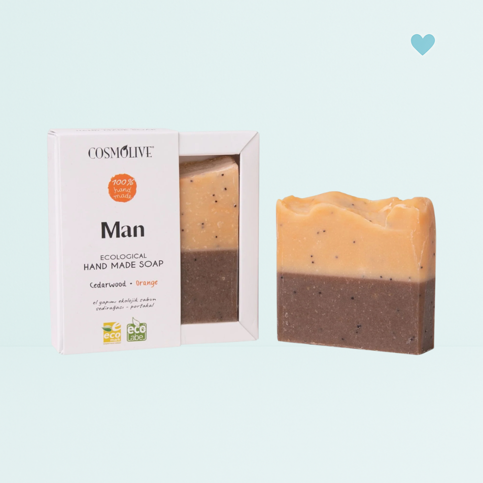Cosmolive prírodné ručne vyrobené  mydlo pre mužov s cédrovým drevom a pomarančom 100g