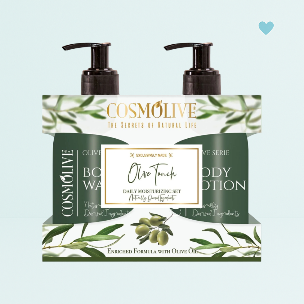 Cosmolive Olive set - Sprchový gél 300ml a telové mlieko 300ml s olivovým olejom pre intenzívnu hydratáciu pokožky