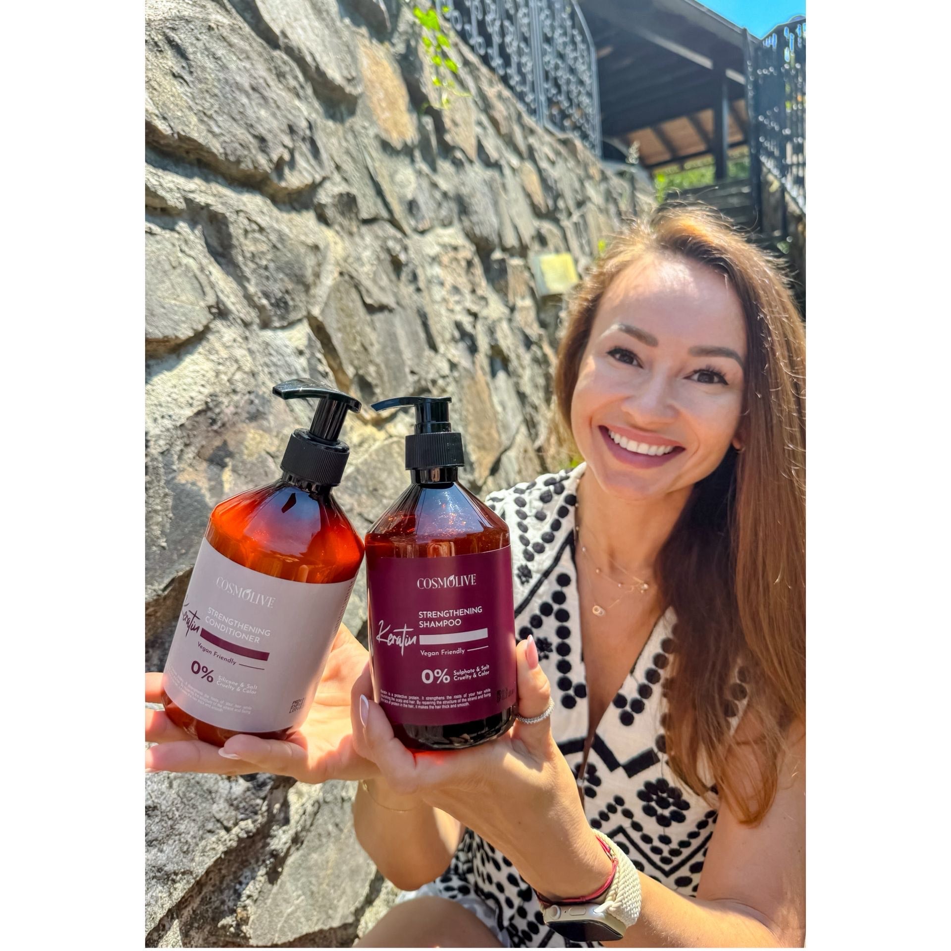 Cosmolive prírodný šampón s keratínom pre obnovu a posilnenie vlasov 500ml