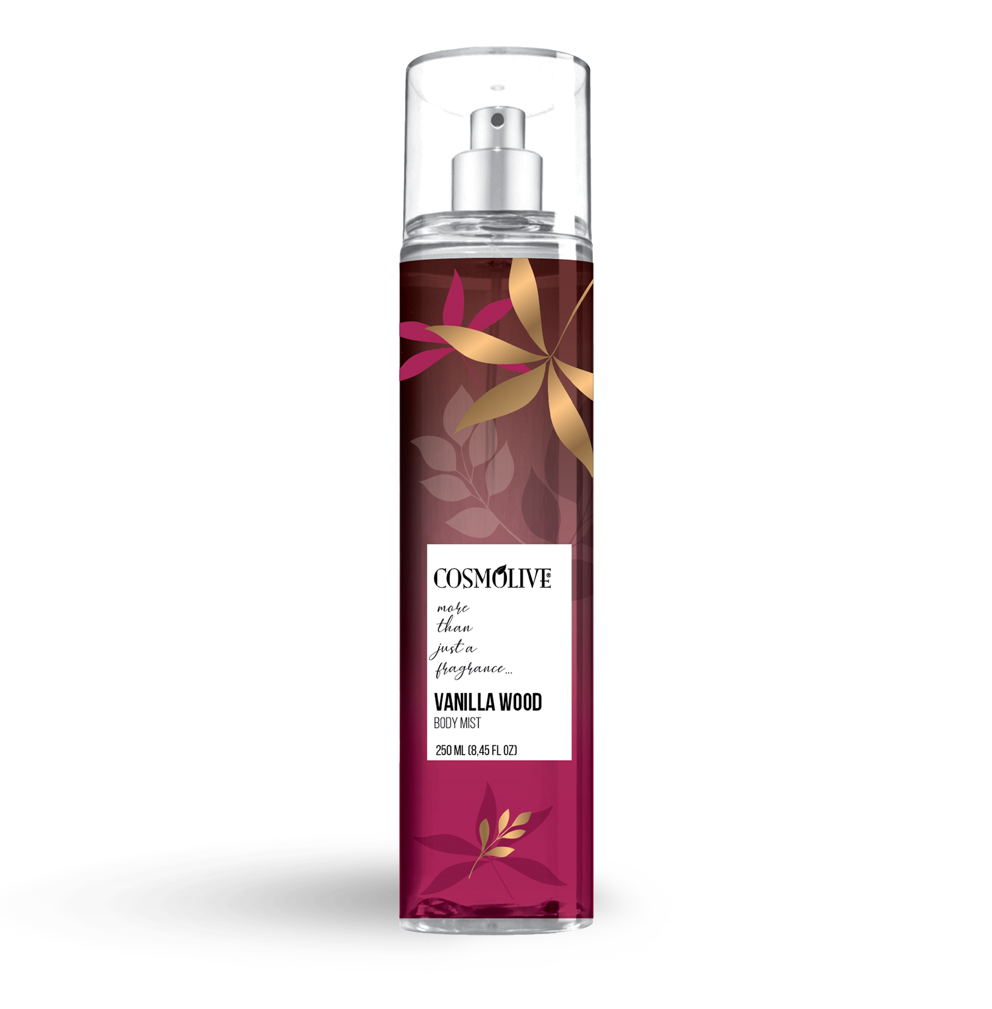 Telová hmla s vanilkovou a drevitou vôňou pre jemnú pokožku - Cosmolive Vanilla Wood 250ml