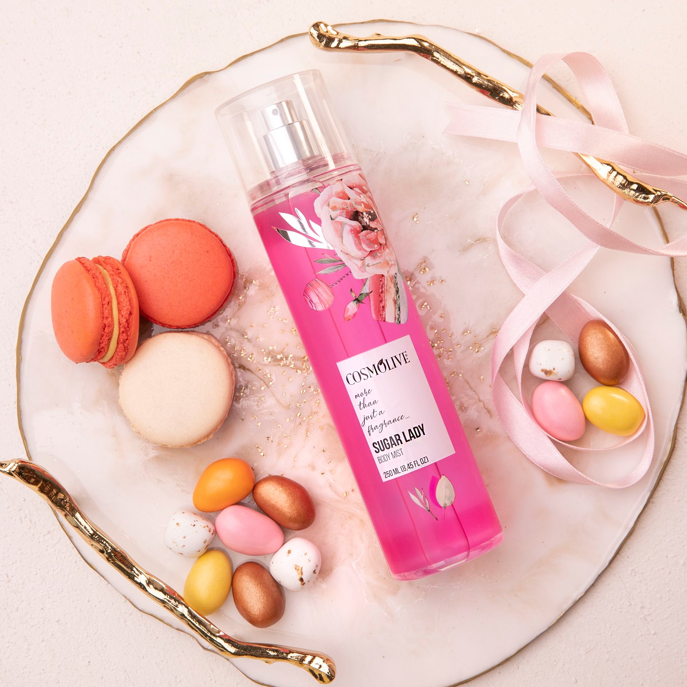 Dámsky telový sprej s vôňou cukrovej vaty a jemných kvetov - Cosmolive Sugar Lady 250ml